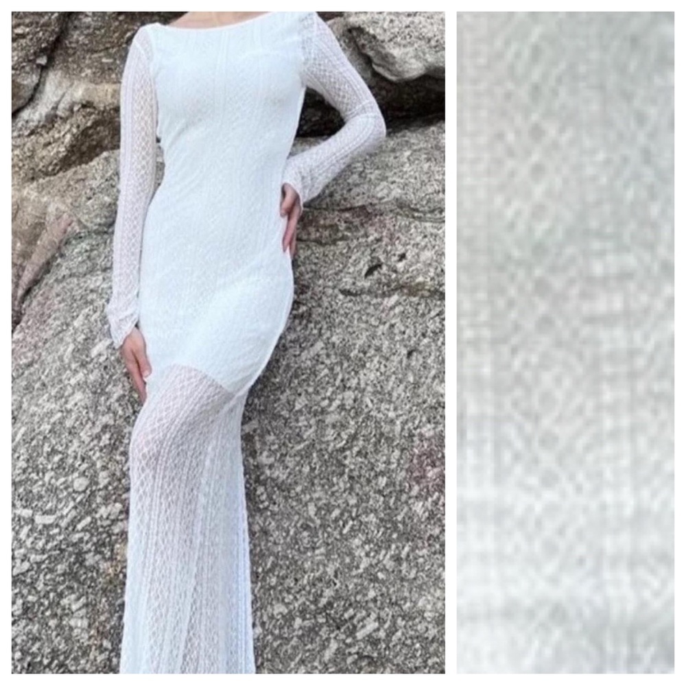 NWT. Zara White Lace Low Cut Back Midi Dress. Size L. - Picture 2 of 12